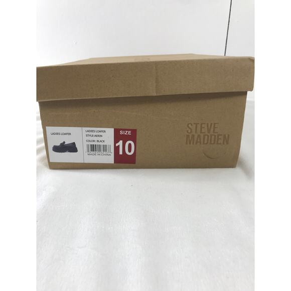 New Steve Madden Women's 10 Black Aerin Loafers Lug Sole - Picture 10 of 13
